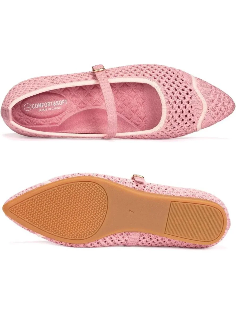 Women's Pink Mesh Ballet Flats Comfy Washable Flexible Breathable Casual